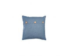 ZONS Coussin Bouton 45x45cm 4 Couleurs + Rembourrage 450g (Bleu)
