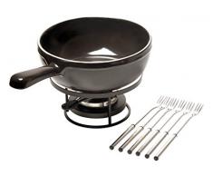 Emile Henry Eh799922 Service à Fondue Céramique Noir Fusain 24 X 24 X 9 cm