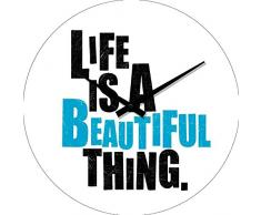 Poster Boutique vm14Â a1192Â Verre Horloge Murale, Verre, White, 34Â x 34Â x 3Â cm