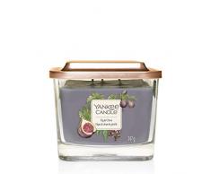 Yankee Candle collection Ãlévation, bougie parfumée carrée avec 3 mèches, taille moyenne, avec couvercle socle de présentation, Figue et clous de girofle