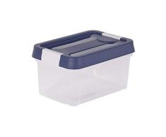 EDA 10268 NA/BPF-BL Boite de Rangement CLIPPY 4,5 L, polypropylène, Naturel-Bleu Profond, Dim. : 25,6 x 18,1 x 14,1 cm