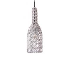 Luminaire Shiva, suspension rotin, 60 W, gris, ø 15 x H 60 cm