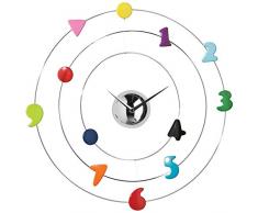 Premier Housewares 2200475 Horloge Murale Chromé avec des Chiffres Multicolore