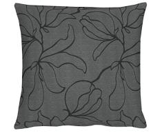 Apelt 4887_40x40_89 Housse de Coussin Jacquard Motif Magnolia Gris Anthracite 40Â xÂ 40Â cm
