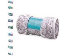 AmeliaHome Plaid en Microfibre avec Feuilles de Monstera en Polaire Douce et Douillette, Polyester, Ornament, 150 x 200