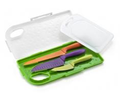 La Cuisine dAlbert 079333 Valisette avec 3 Couteaux + Planche Polypropylène Lame Acier Inoxydable