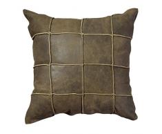 Jute & co Coussin en véritable Cuir, 45 x 45 cm, Marron