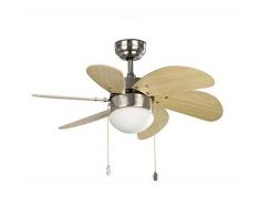 FARO PALAO 33183 - Ventilateur de plafond avec MDF en bois clair 6 pales, diamètre 760 mm, chaîne entraînée