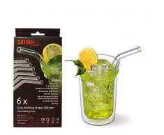 Bohemia Cristal 093 006 169 SIMAX 6 Pailles courbes en verre borosilicate résistant à la chaleur 20 cm