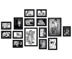 Deknudt Frames S41VH2WALL1 Décoration Murale Noir, 15 Cadres Photos S41VH2 avec règle Pratique pour laccrochage. 11x 10x15cm, 2X 13x18cm, 2X 20x30cmformat0 cm x 0 cm, Plastique, 10 x 15 cm