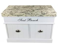 Geko Banc de siège avec 2 tiroirs et Couvercle Blanc 70 cm Taille Unique