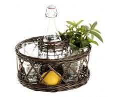 Plateau, Plateau en Osier pour vin, wengegraues Plateau, Saule Petit Panier en Gris, Plateau de Service
