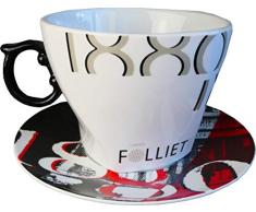 FOLLIET Tasse Géante avec Sous Tasse Sucrier Décor 1880