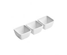 Premier Housewares 0722515 Set de 3 Plats de Service dEntrÃ©e CarrÃ© Profond en Porcelaine Blanc