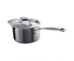 Le Creuset Casserole avec Couvercle, à 18 cm, Inox 3-ply, Capacité 2,8 L, Compatible avec Toutes Sources de Chaleur (y Compris Induction), Argenté