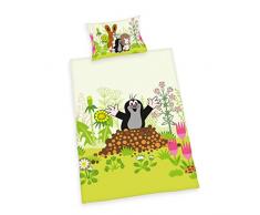 Herding LA PETITE TAUPE Parure de Lit Réversible pour Enfants, Housse de Couette 100 x 135 cm, Taie dOreiller 40 x 60 cm, Coton/Renforcé