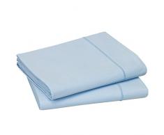 Blanc des Vosges Uni Percale Housse de Couette, Coton, Ciel, 260 x 240 cm