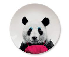 Mustard M12006C Assiette plate ronde Wild dining Panda Patricia CÃ©ramique Blanc D23 x H2 cm