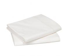 Blanc des Vosges Uni Satin Taie de traversin Coton, Naturel, 90x190 cm