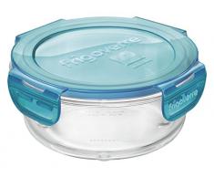 Bormioli 389111-MA2 Boite Alimentaire Frigoverre Evolution, 14x6,5cm, Couvercle, Verre, Transparent/Bleu, 14x14x6,5 cm