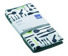 kela Torchons de Cuisine en Microfibre Stilla 60x40cm 2 pièces en Polyester Gris, 20x10x5 cm