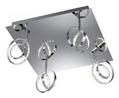 Reality, Spot, Prater incl. 4 x LED,SMD,4,5 Watt,3000K,400 Lm. Corps: metal, Chrome L:40,0cm, L:40,0cm, H:16,0cm IP20,Modèle déposé