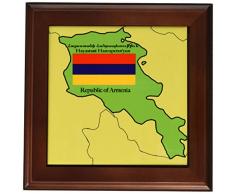 3dRose ft 47320 _ 1 Carte et Drapeau de lArménie avec la République dArménie Imprimé en arménien et en Anglais encadrée pour carrelage, 8 par 20,3 cm