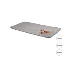 Relaxdays Badteppich, 70x120 cm, flauschiger Badvorleger, rutschfest & waschbar, weicher Duschvorleger, Badematte, Grau Tapis de Bain Moelleux, Gris, 70 x 120 cm