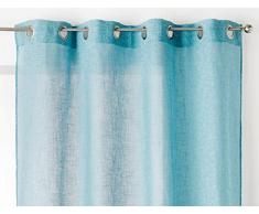 Linder Voilage Polyester/Coton uni, Bleu Jean, 145x260