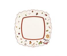 Villeroy & Boch Toys Delight Assiette plate carrÃ©e, 28,5 x 28,5 cm, Porcelaine Premium, Blanc/Rouge