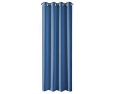 Design91 Rideaux Lisses occultants 8 Åillets Style Moderne, Bleu Marine, 135x250cm