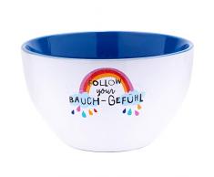 H:) PPYlife 45413 Coupelle avec motif taupe, je peux démarrer activement et motivé dans la journée, Porcelaine, Höhe: 8 cm, Durchmesser: 13,5 cm