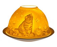 Him DL0049 Chaton (Kitten) - photophore en Porcelaine, Blanc CassÃ©, 12x12x8 cm