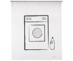 Opportunity 11K10000013+Hook Rideau de Douche Washing avec Anneaux PEVA Blanc/Noir/Transparent 200 x 180 cm