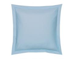 Blanc des Vosges Uni 57 Fils Taie, Coton, Bleu Ciel, 65x65 cm
