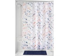 InterDesign Twiggy Floral rideau de douche avec 12 Åillets, grand rideau de bain avec imprimÃ© fleuri en polyester, bleu marine/corail