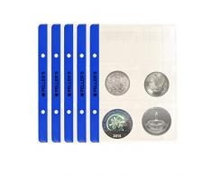 PELLERS. Feuilles pour collection de pièces de monnaie, 55mm X 55mm (pour classeur S). Paquet de 10 pièces. 6 Pochettes pour monnaies jusquà 48 mm de diamètre.