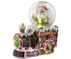 WeRChristmas Père Noël sur Boule à Neige Train à Couleur Changeante Décoration de Noël, en Plastique, Multicolore, 16 cm