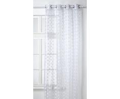 HomeMaison.com HM69807144 Rideau Organza Brodé/Jacquard Pois Polyester Blanc 130 x 240 cm