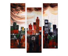 Arte Dal Mondo AY024TX1 Ville Abstrait Tableau Modern Peint Ã la Main sur Toile avec Chassis, Multicolore, 90 x 3 x 110 cm