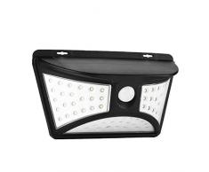 Projecteur solaire applique murale forme arrondie design eclairage puissant LED blanc JUNKER 21cm avec détecteur de mouvement