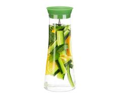 Relaxdays 10023434 Carafe Cylindre, cruche 1 Litre, INOX, pichet en Verre, jus, thÃ© glacÃ©, Eau, Bec verseur, Transparent, Ã©lÃ©ment