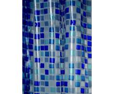 Blue Canyon Rideau de Douche en PVC Motif mosaÃ¯que Bleu