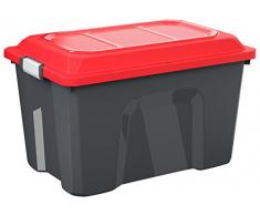 Sundis 4552001 Malle de Rangement Locker, Plastique, Noir/Rouge, 60L