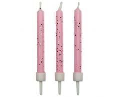 PME CA024 Lot de 10 Bougies, Plastique, Rose, 0,5 x 0,5 x 6,2 cm