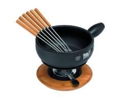 KUHN RIKON 32089 Fondue au Fromage Set Alpina Induction en Terre Cuite Blanche, Autre, Noir, 23 cm