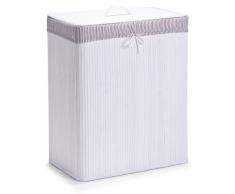 Zeller 13415 Panier à linge à 2 compartiments banbou, blanc, 52 x 32 x 63 cm