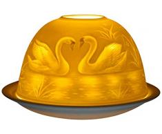 Him DL0002 cygnes (Swans) -photophore en Porcelaine, Blanc CassÃ©, 12x12x8 cm