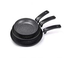 Moneta Etnea Set de poêles, 3 pièce, Induction Convenable, 20-24-28 cm, Noir