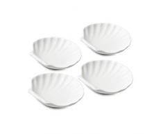 WM TSET113 Bartleet & â¿Sons 1750 Lot de 4 plats en porcelaine Motif coquillage Blanc 7,5 cm